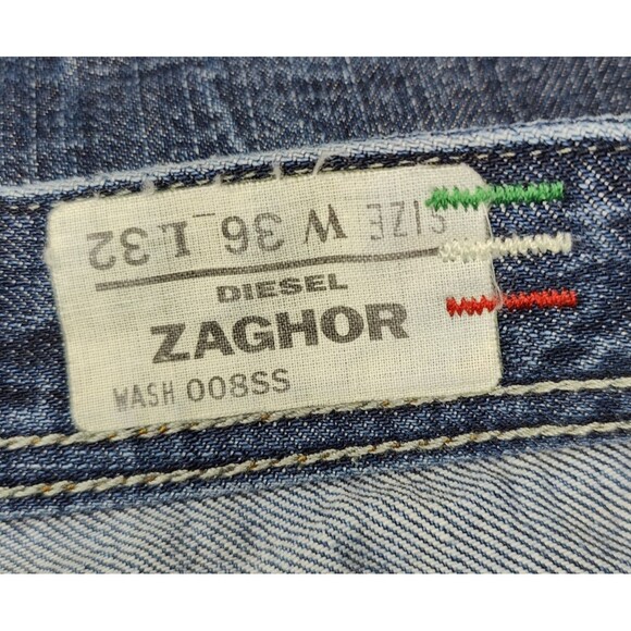 Diesel Zaghor Jeans Size 36x26 Wash 008SS Destressed Button Fly Made in Italy - Picture 10 of 11